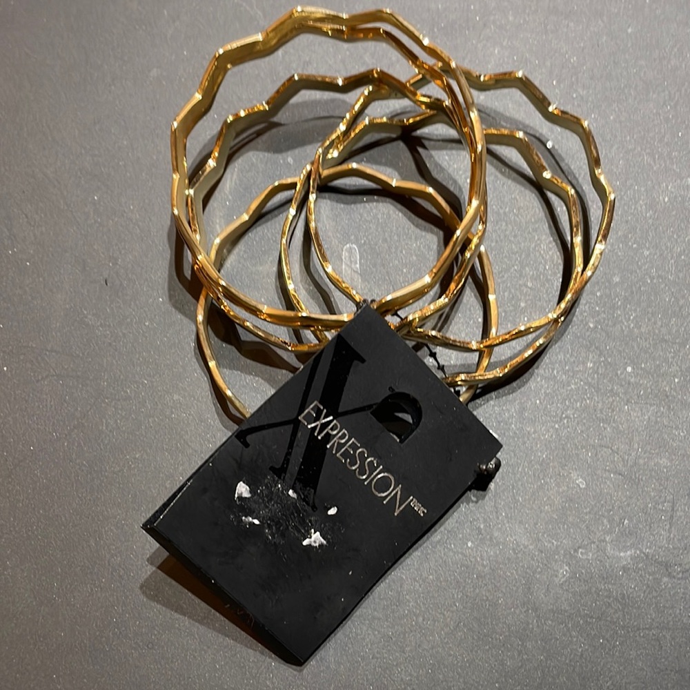 Expression gold bangles set - Picture 1 of 5